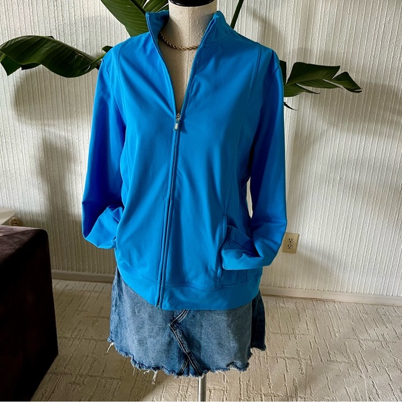 Lands' End Perfect Sport Knit Jacket Azure Blue 
Size Large - Picture 5 of 6